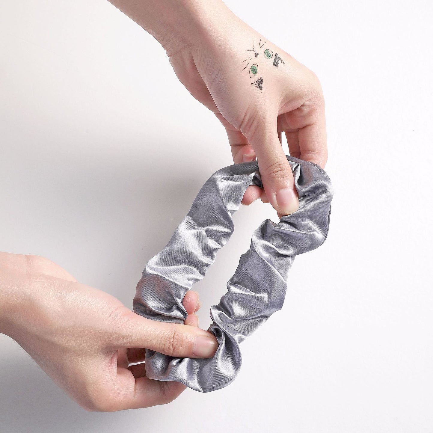 Set of satin scrunchie hair elastics
