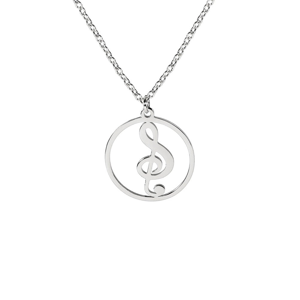 Necklace with a pendant in the shape of a violin key