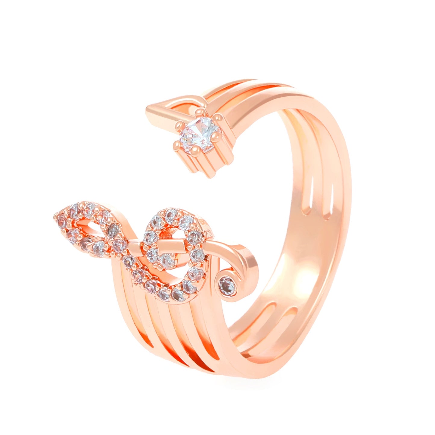 A shiny ring with a treble clef