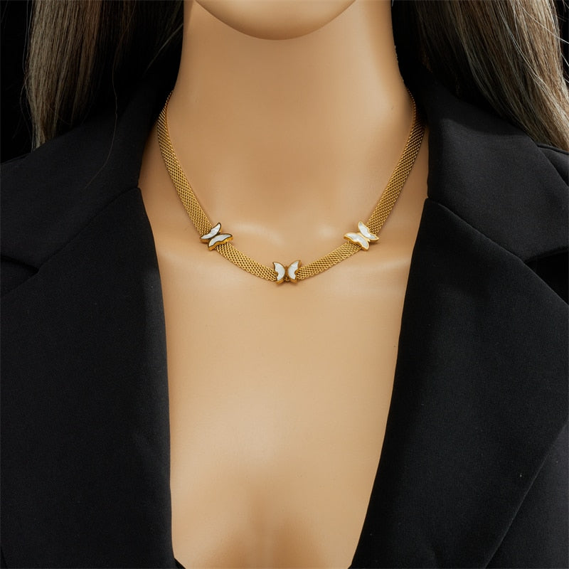 A set of jewelry with a butterfly motif