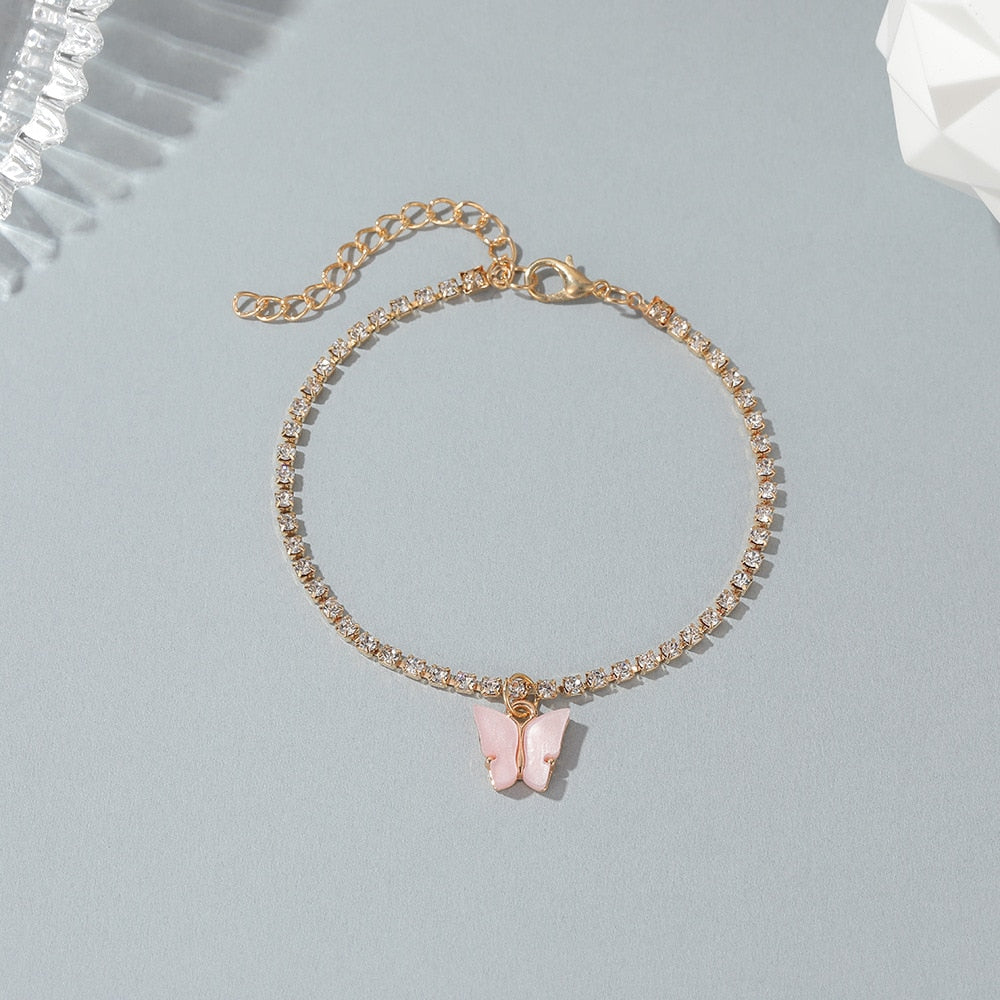Ankle bracelet with a butterfly pendant
