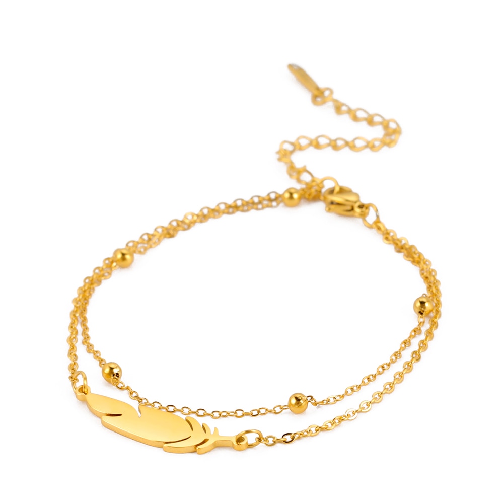 Ankle bracelet with a feather