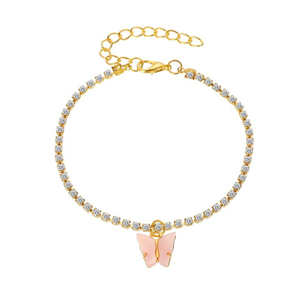 Ankle bracelet with a butterfly pendant