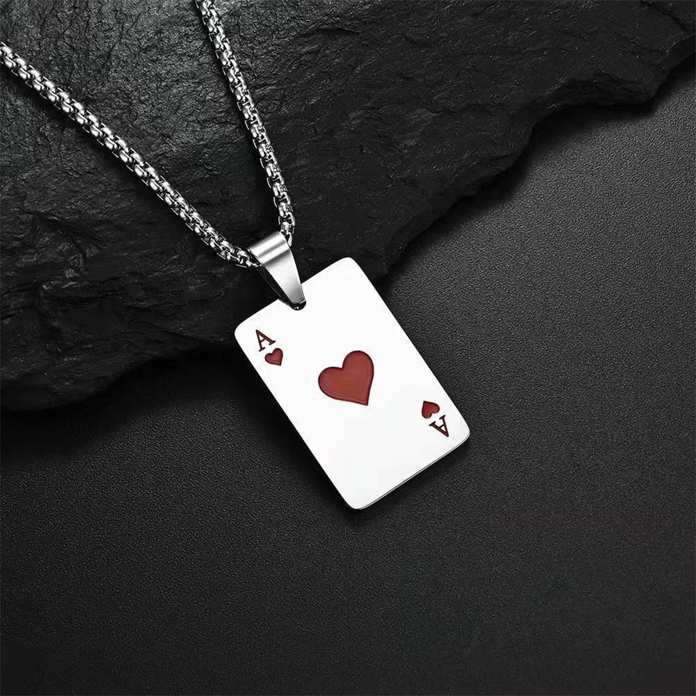 Ace card motif necklace
