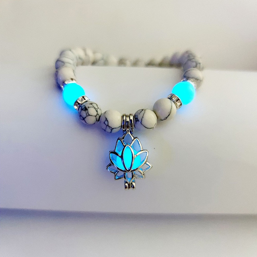 Luminous in the dark lotus flower bracelet