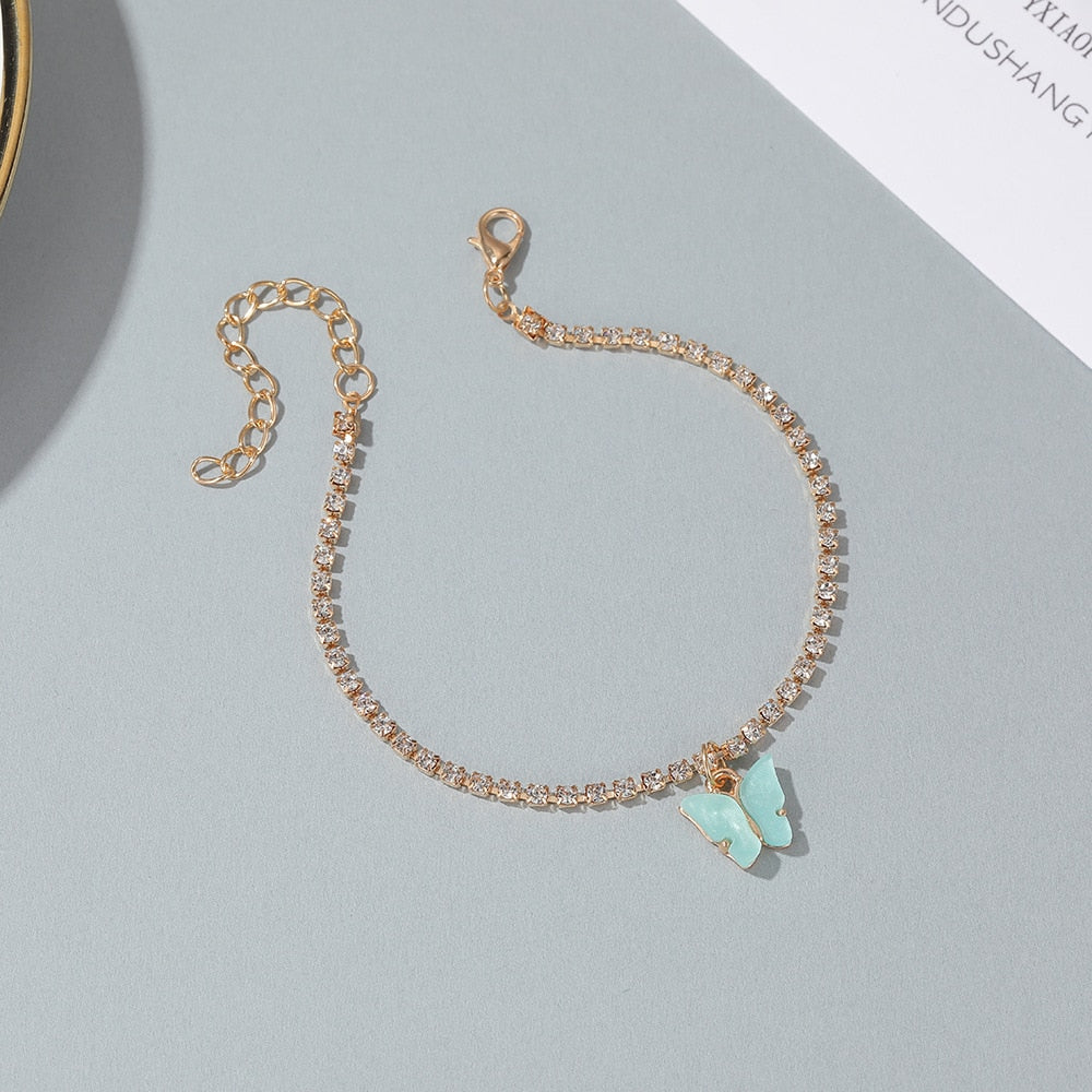 Ankle bracelet with a butterfly pendant