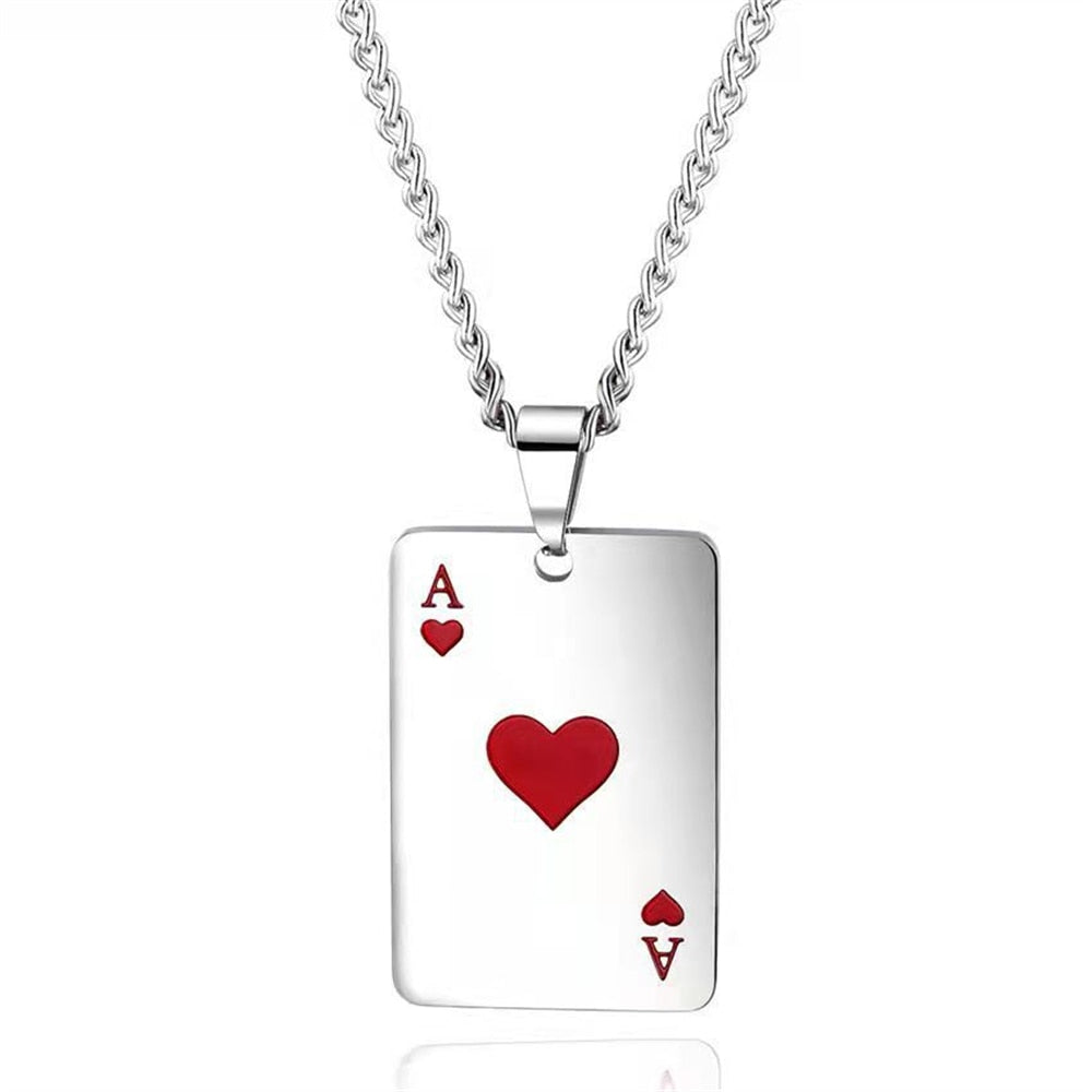 Ace card motif necklace