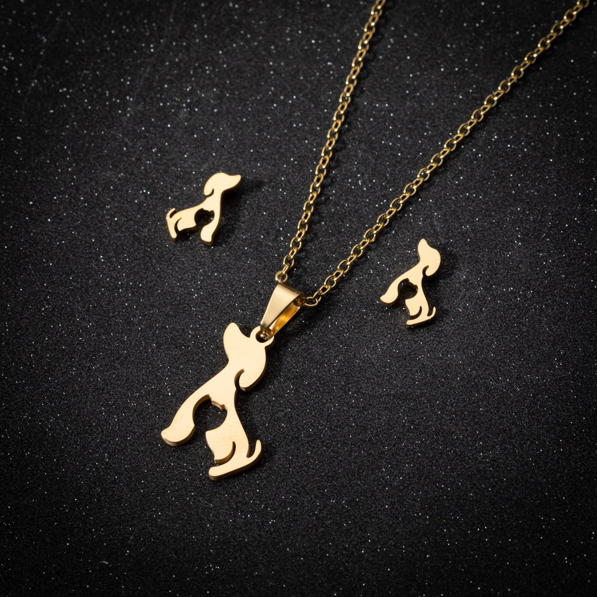 Jewelry set - dog and cat motif