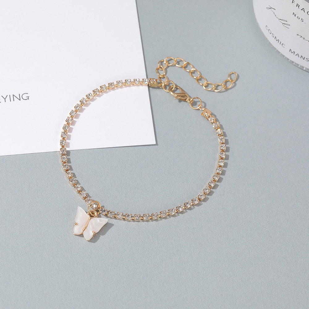 Ankle bracelet with a butterfly pendant
