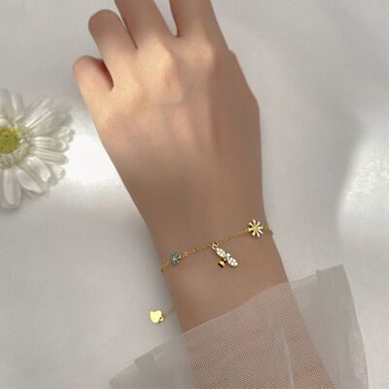 Silver bracelet with pendants