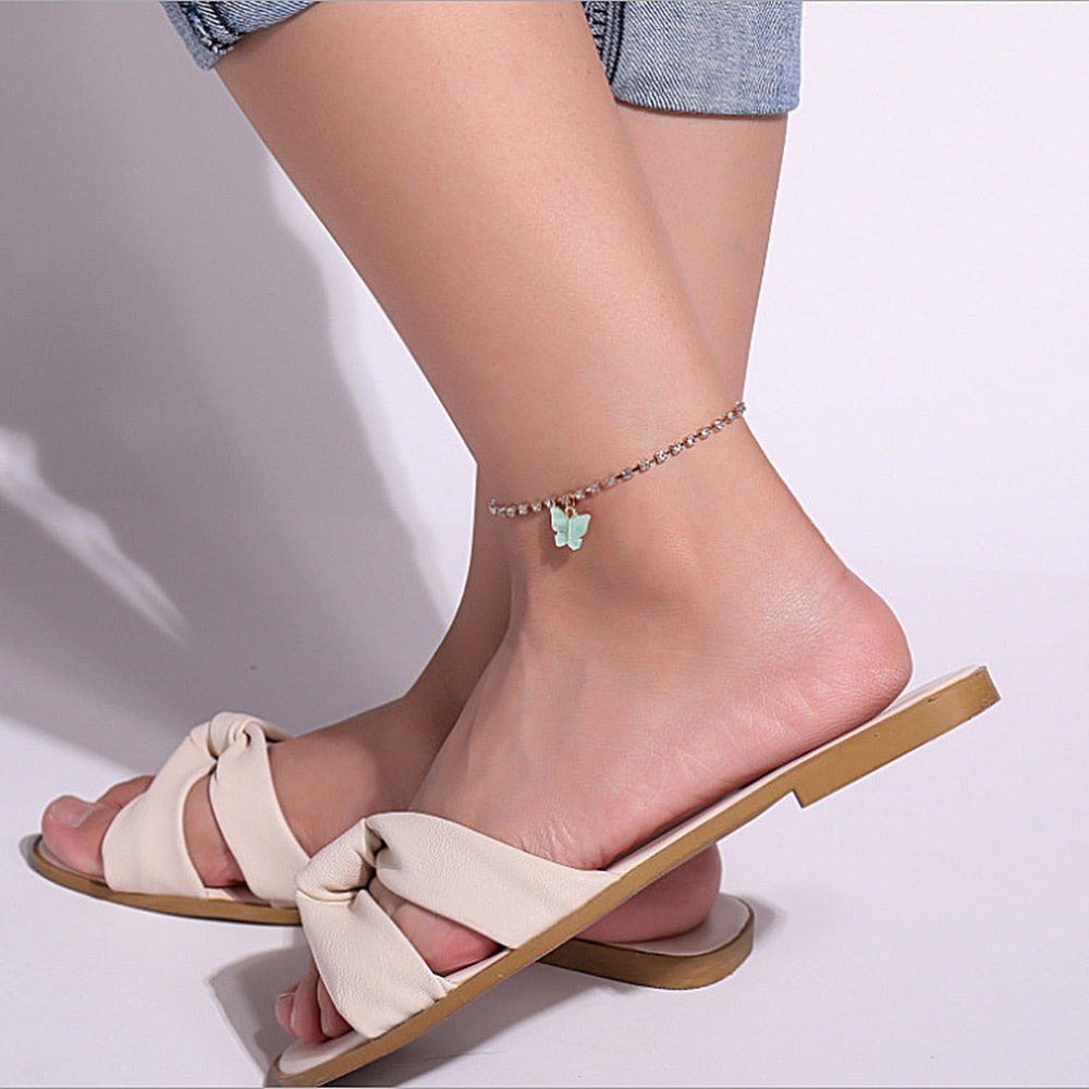 Ankle bracelet with a butterfly pendant