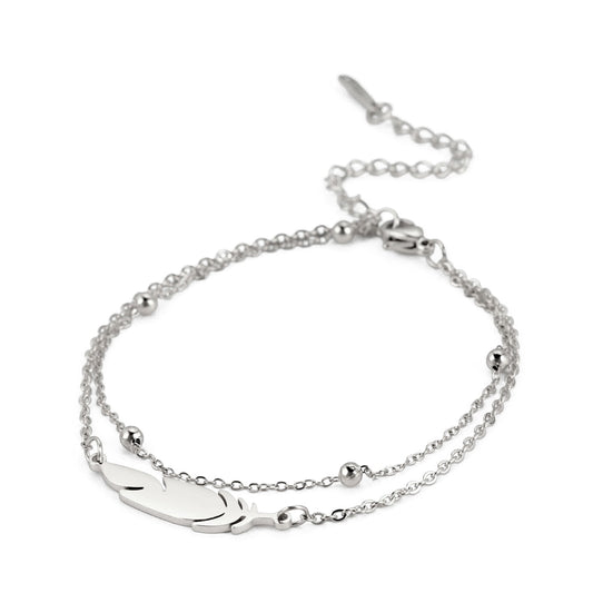 Ankle bracelet with a feather