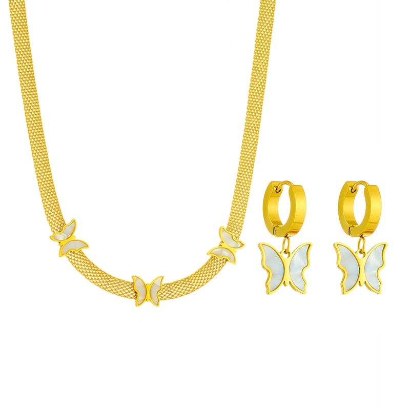 A set of jewelry with a butterfly motif