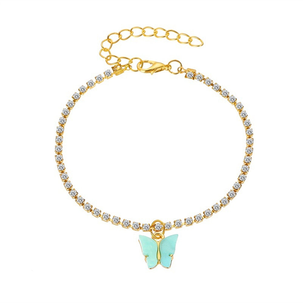 Ankle bracelet with a butterfly pendant