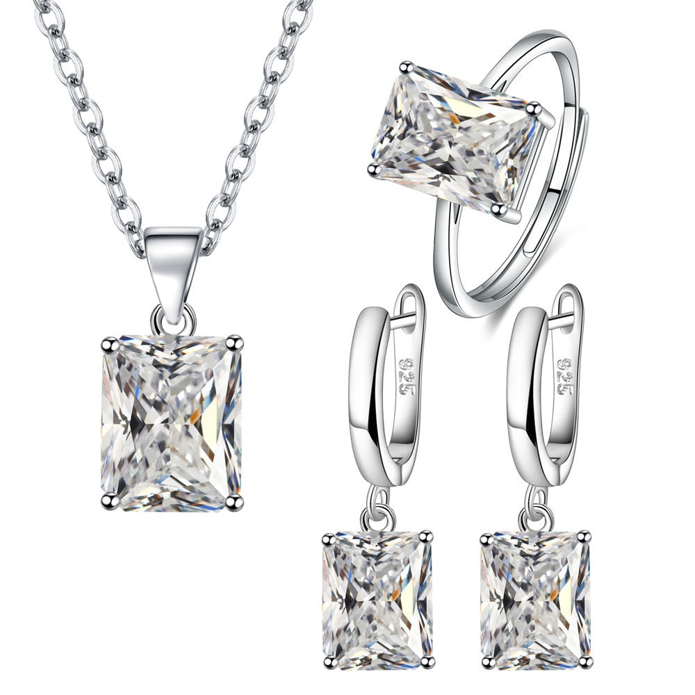 Silver jewelry set with colorful zircons