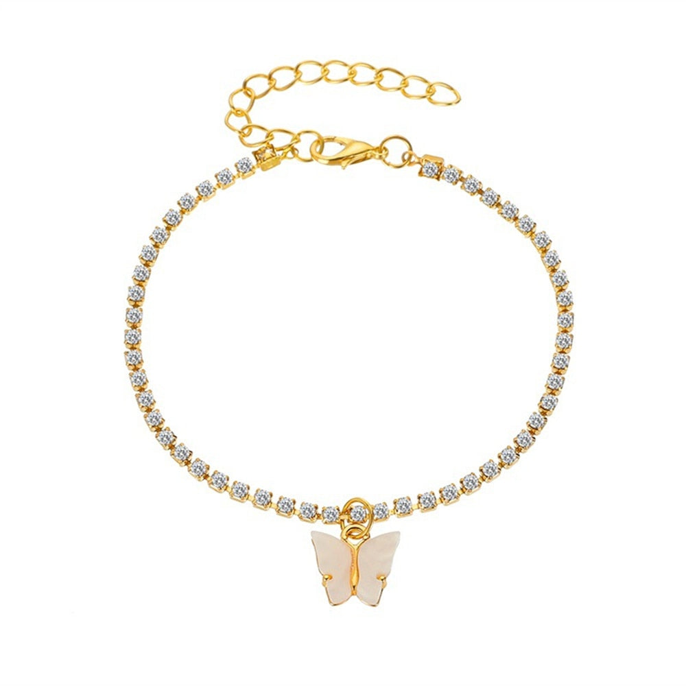 Ankle bracelet with a butterfly pendant