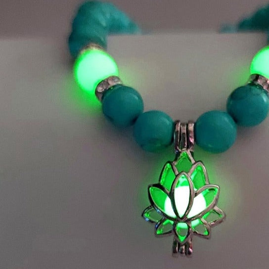 Luminous in the dark lotus flower bracelet