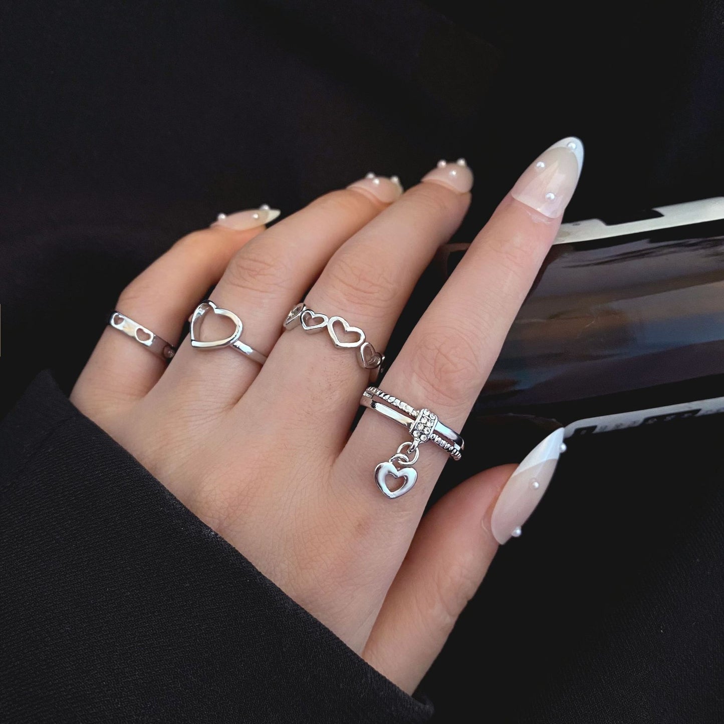 Set of rings with hearts