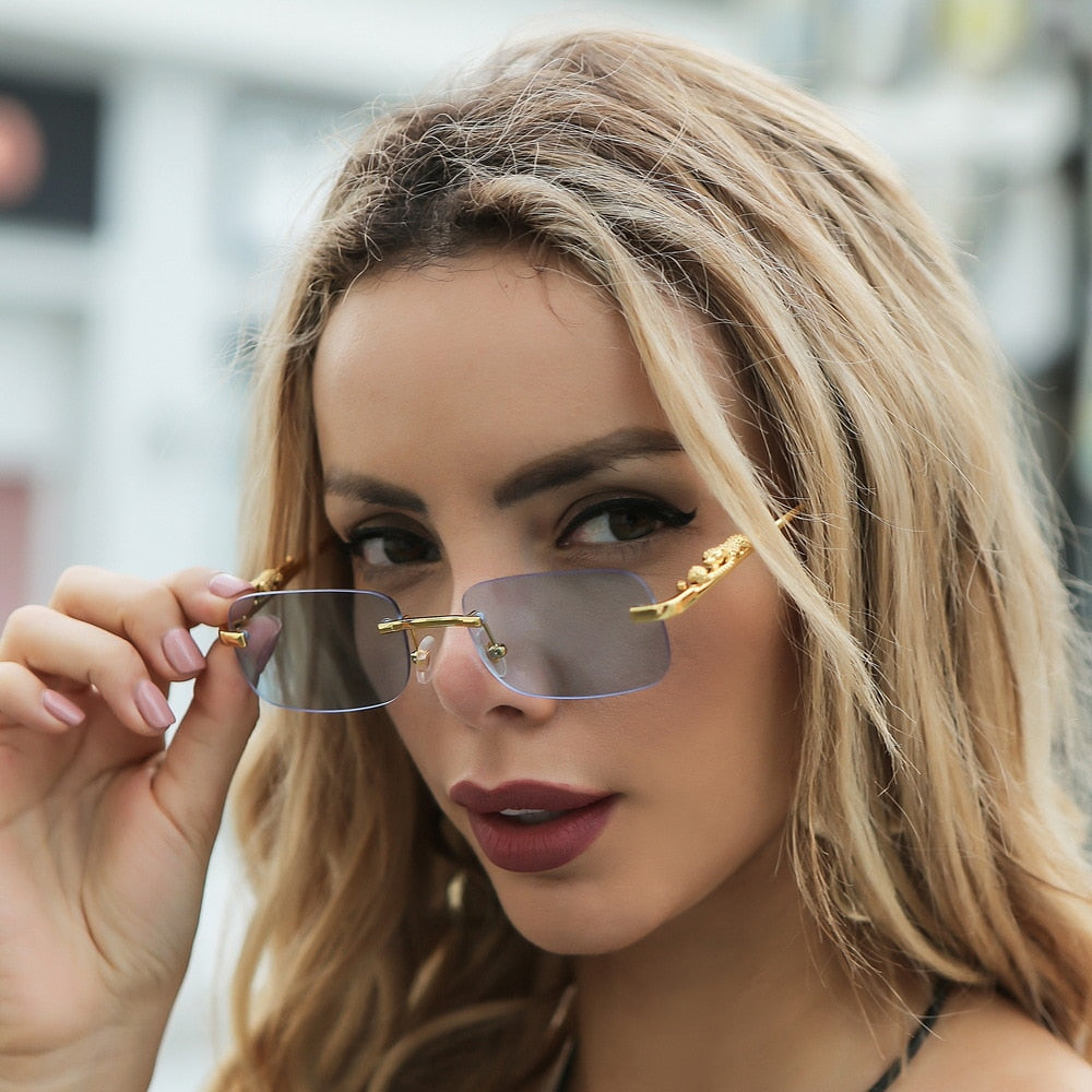 Rectangular frameless sunglasses