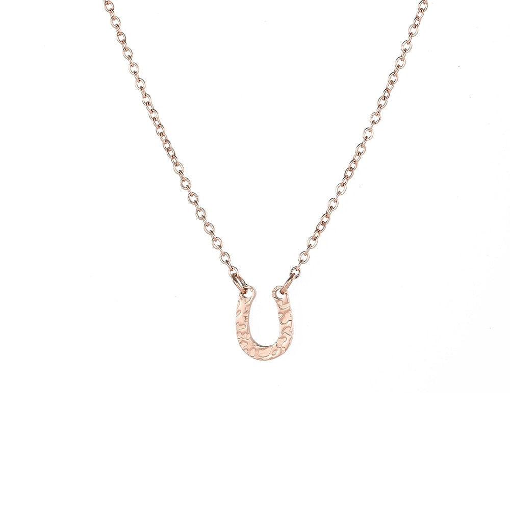Necklace with a pendant in the shape of a horseshoe