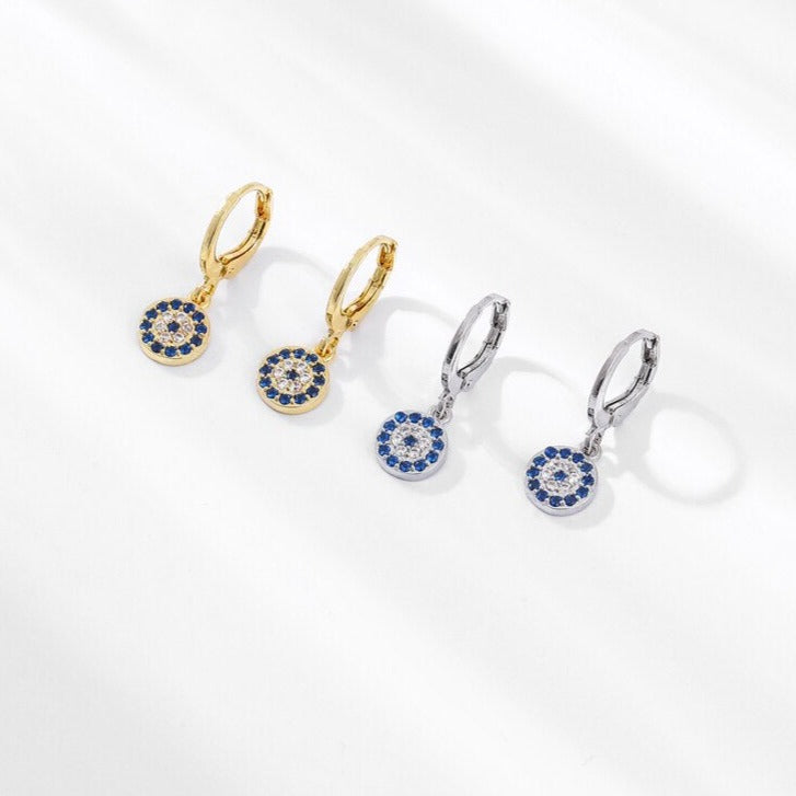 Earrings with blue zircons