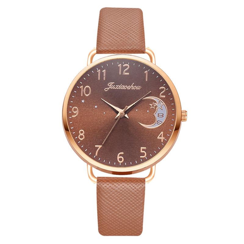 Women's quartz watch with a moon motif