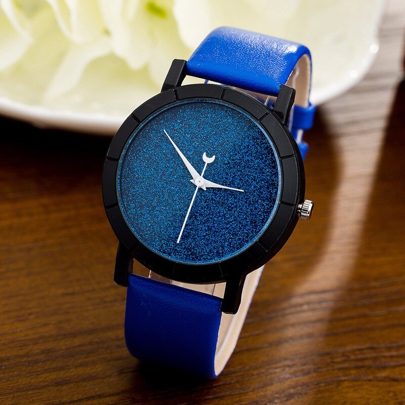 Women's minimalist watch with a glittery dial