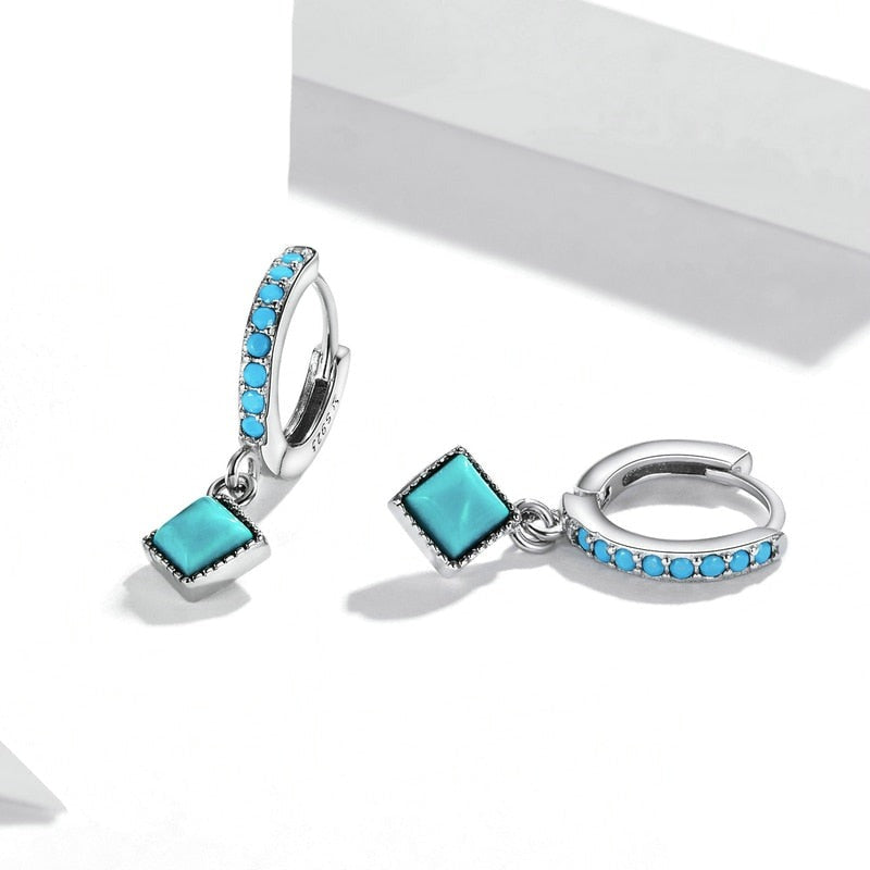 Blue hanging earrings