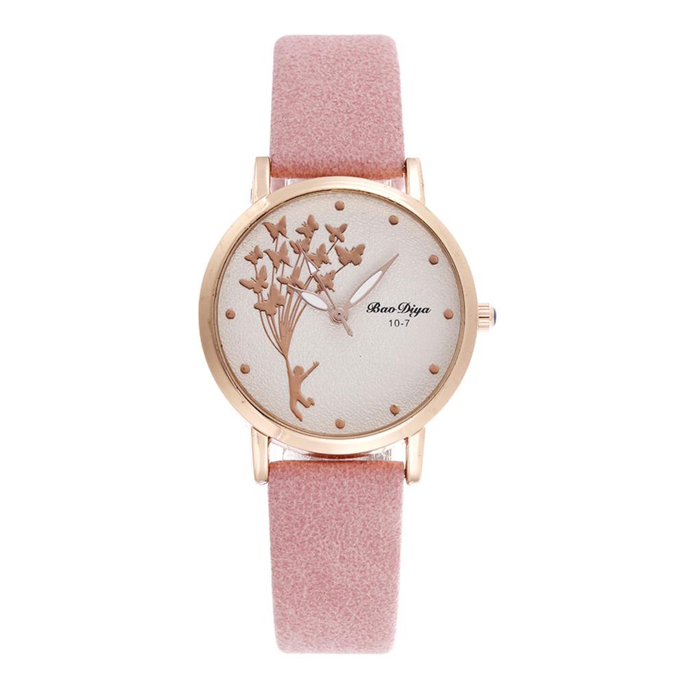 Quartz ladies watch with butterfly motif