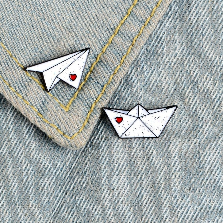 Pins - paper airplane and boat