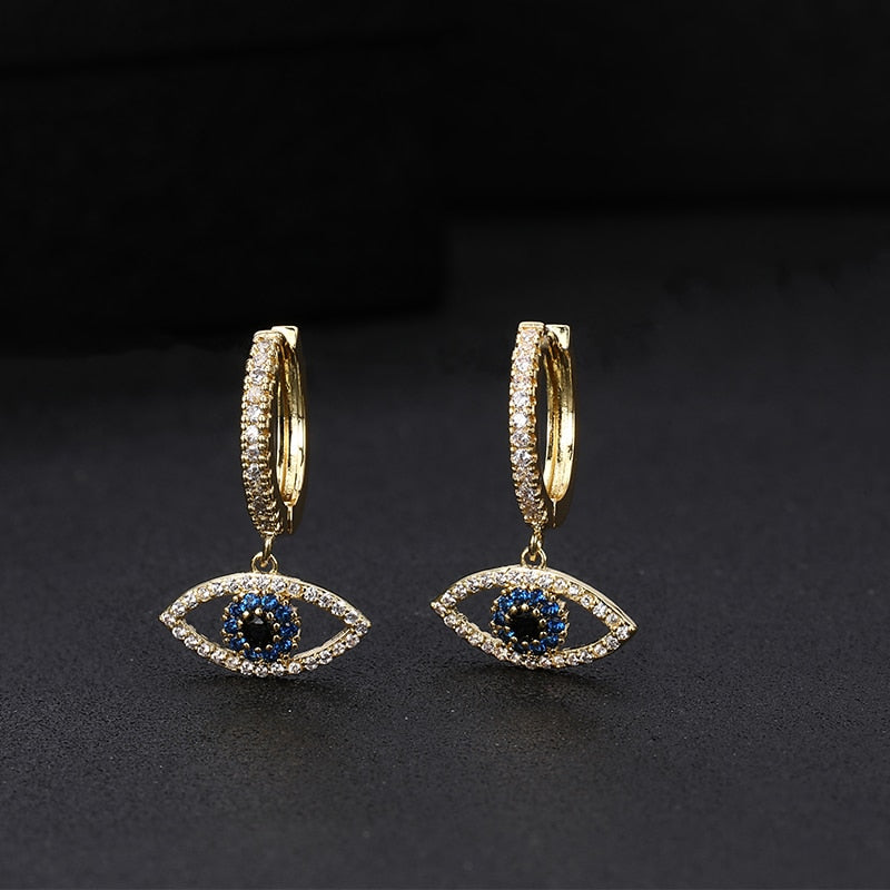 Earrings with zircons - eyes