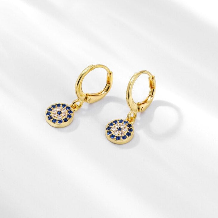 Earrings with blue zircons