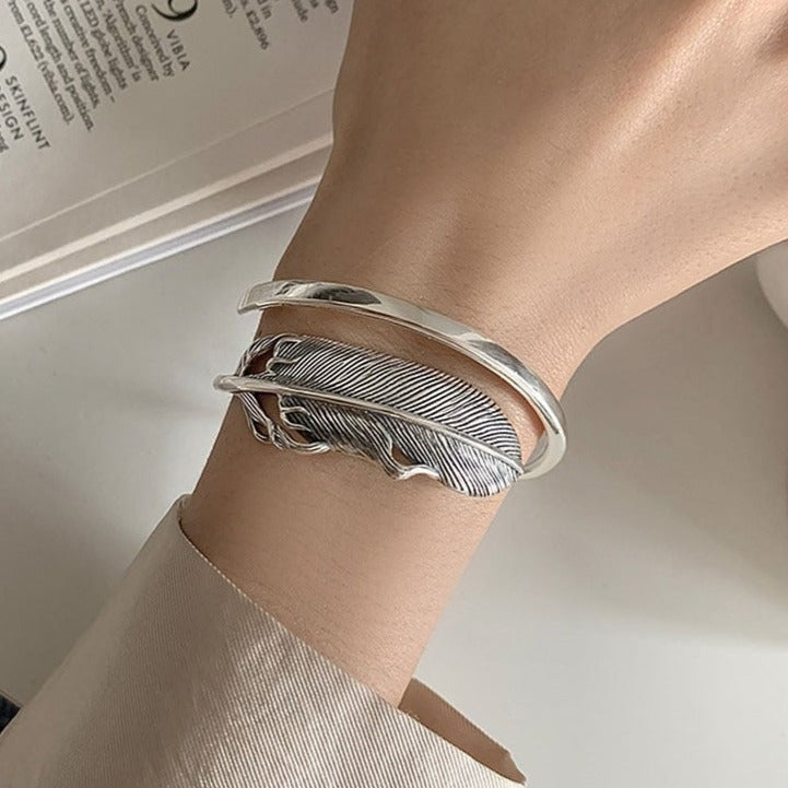 Silver bracelet - feather