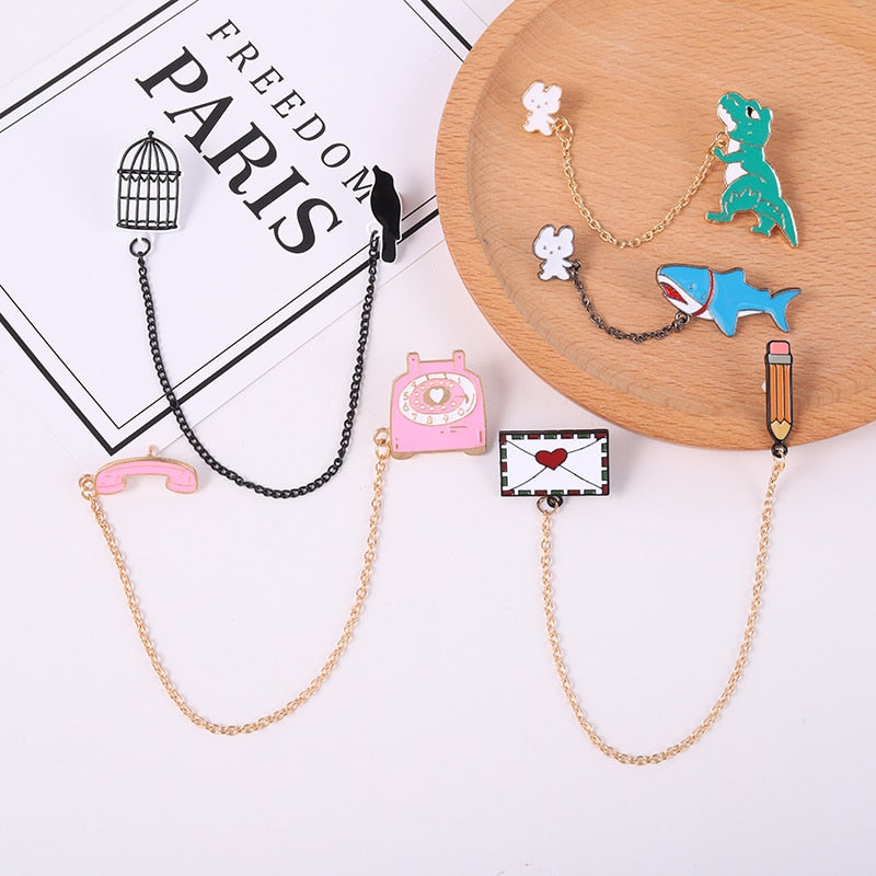 Pin with a chain - shark