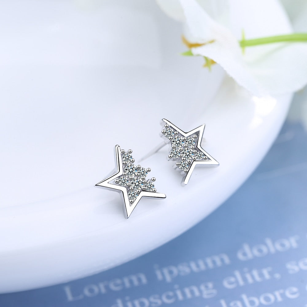 Silver earrings - stars