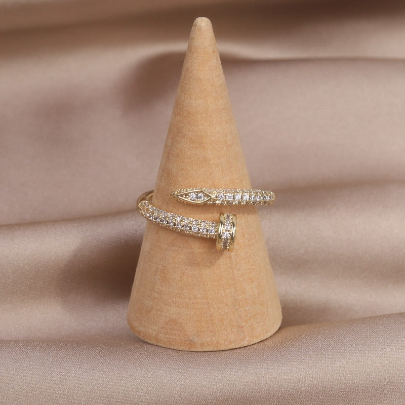 Open ring with zircons
