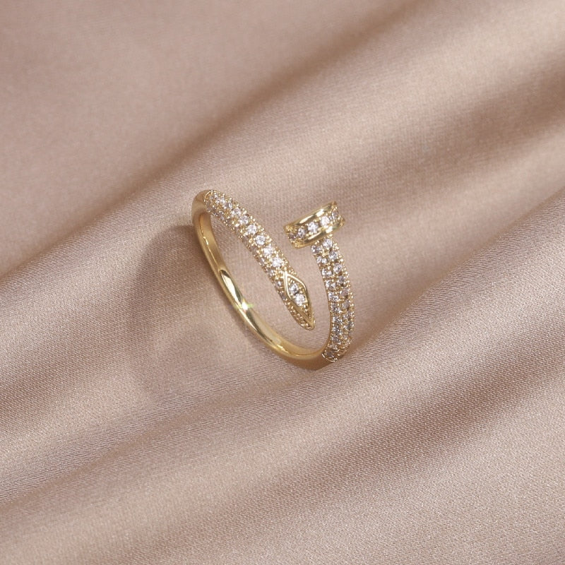 Open ring with zircons