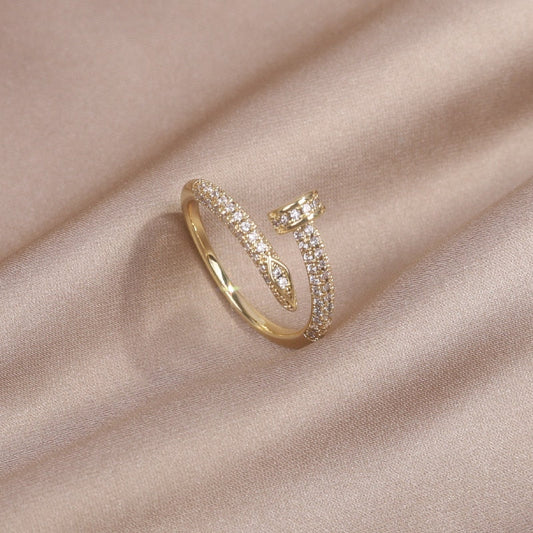 Open ring with zircons
