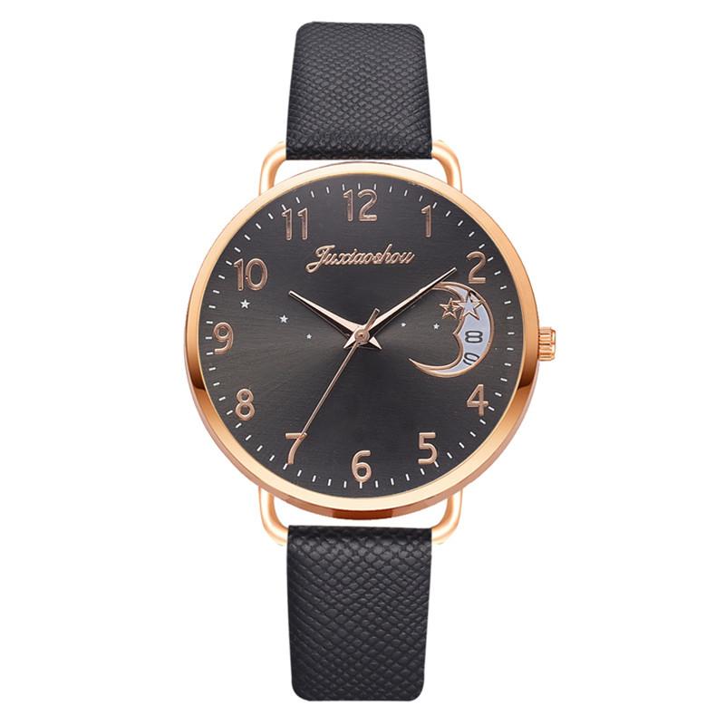 Women's quartz watch with a moon motif