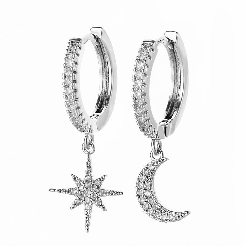 Earrings - moon and star