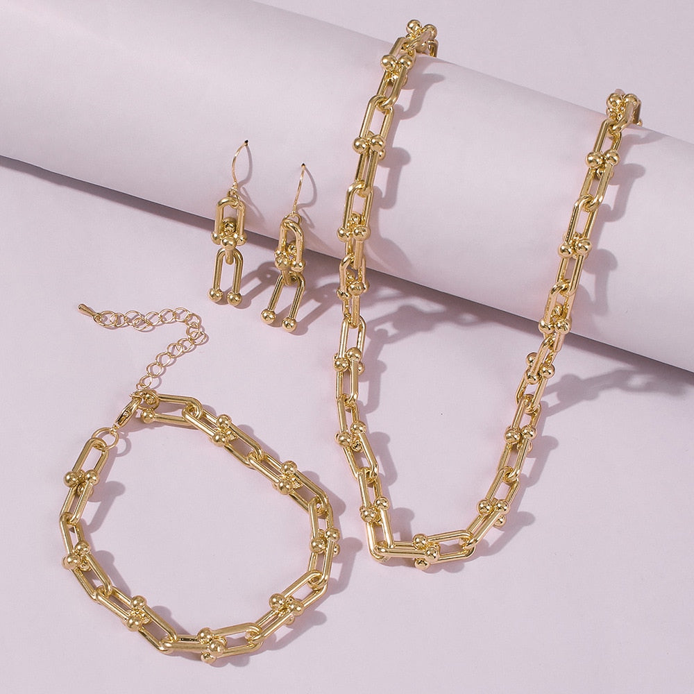 Chain motif jewelry set
