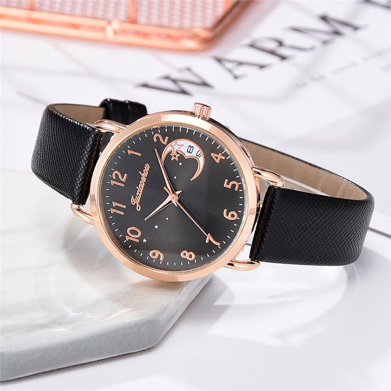Women's quartz watch with a moon motif