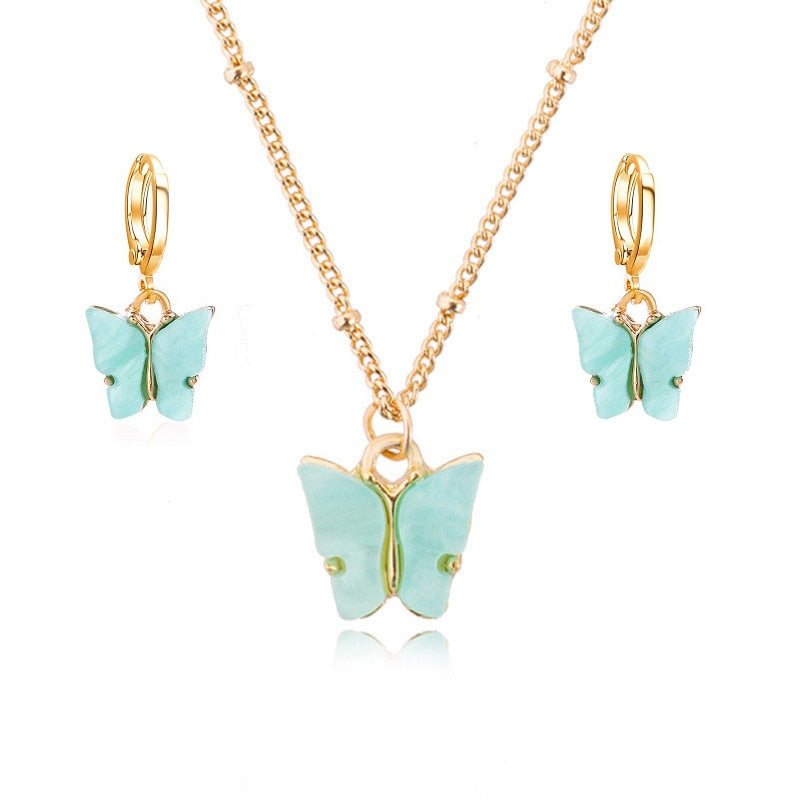 Set with a butterfly motif