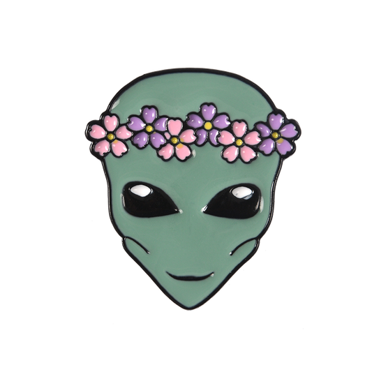 Alien pin with a wreath