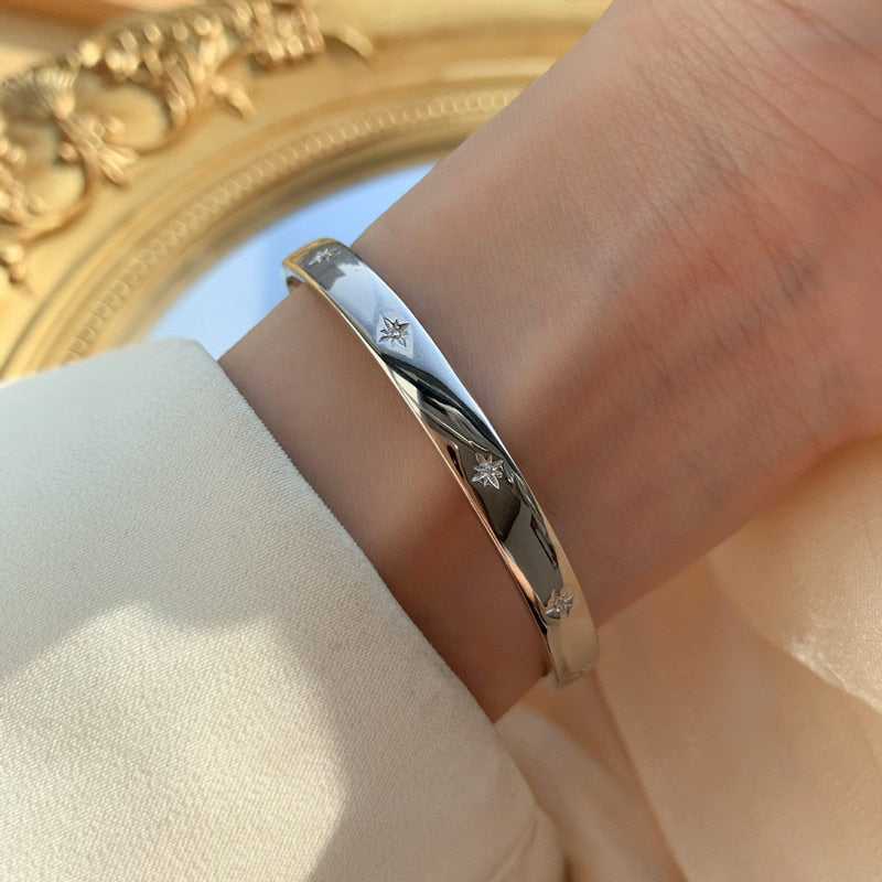Silver open bracelet