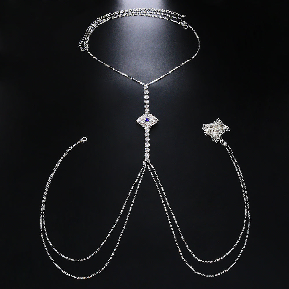 Chest chain with cubic zirconia eye motif