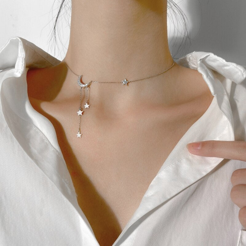 Necklace - moon and stars