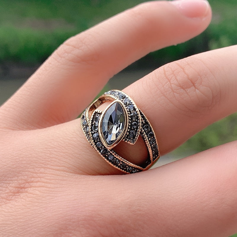 Ring with a black stone