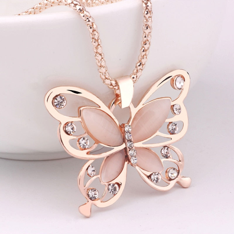 Necklace with zircons - butterfly
