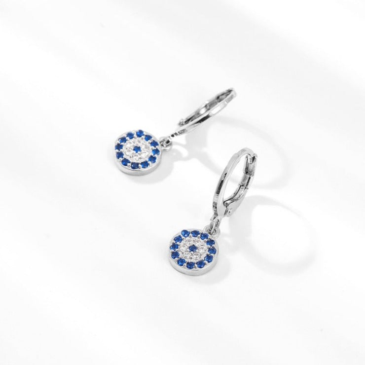 Earrings with blue zircons